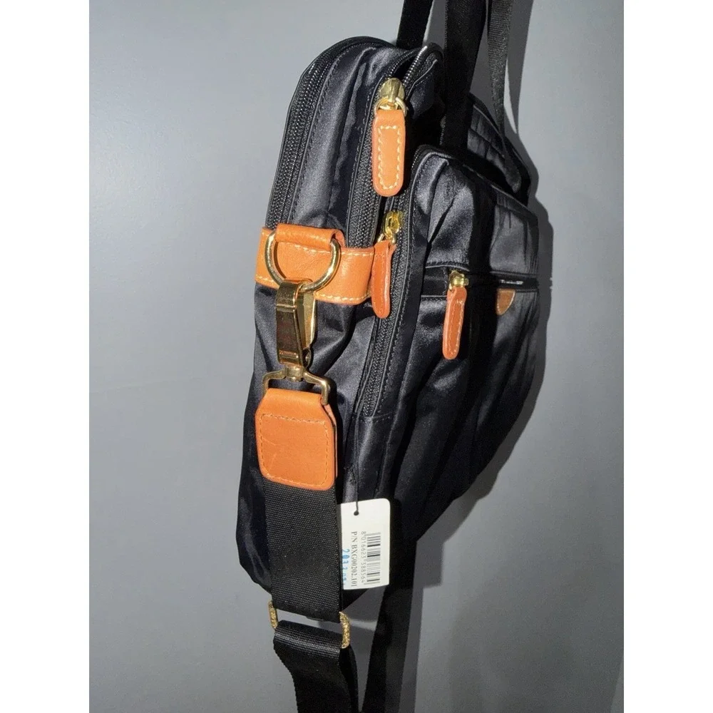 BRIC'S‎ Milano Black 100% NYLON Briefcase Business Laptop Shoulder Bag NWT L